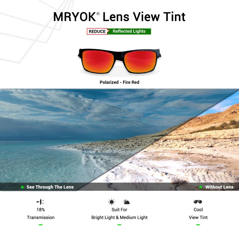 Mryok عدسات استبدال مريوك المستقطبة لأوكلي سلايفر OO9262 - أحمر ناري - Image 4